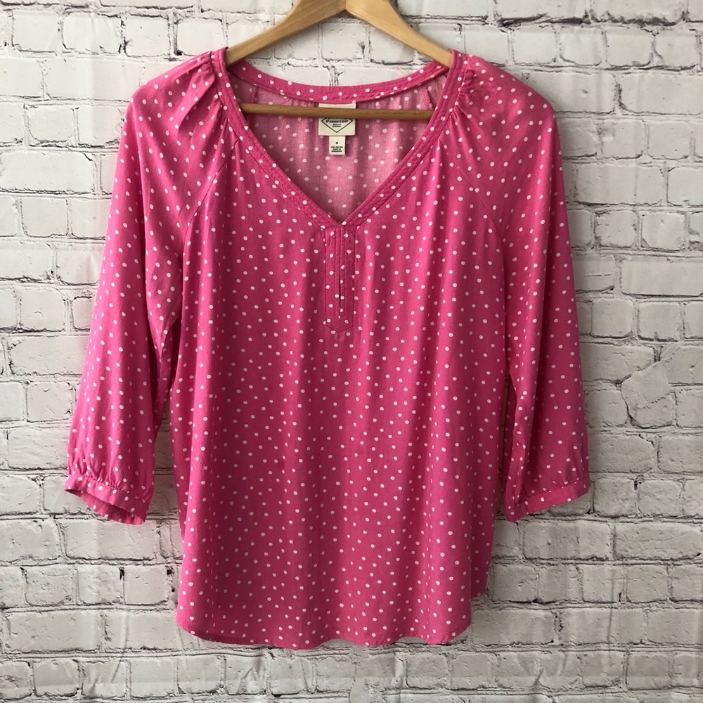 🌸 St. John’s Bay Pink and White Polka Dot Tunic